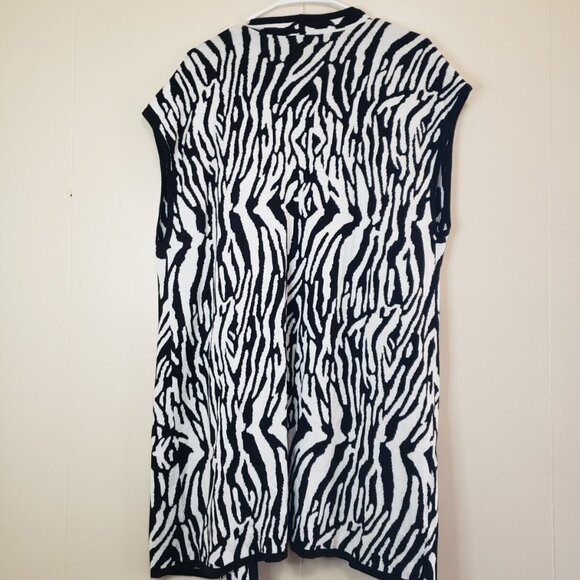 Chicos 3 Womens 16 Cardigan Sleeveless Zebra Print Maggie Vest Stripe Black NWT - Picture 4 of 7